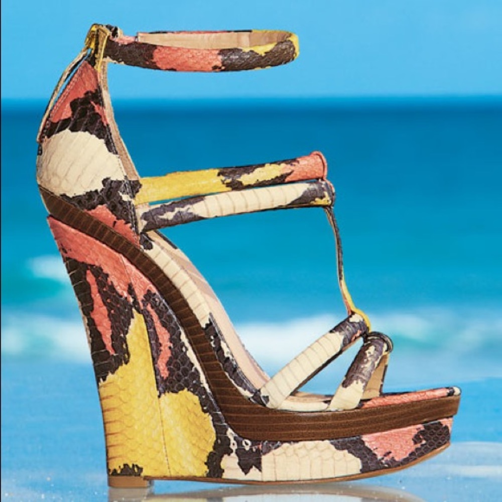 Rachel Zoe Katia Snakeskin Wedge Sandal